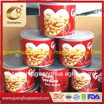 Delicoue Healthy Hot Sale Spicy Salted Fired Oil Roasted Peanut Kernels 185g Per Tin